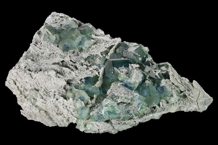 Blue-Green Fluorite on Sparkling Quartz - China #147031